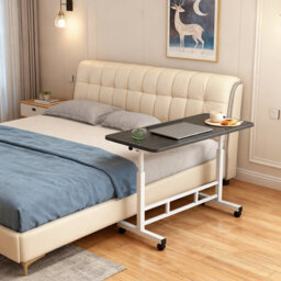 Height Adjustable Standing Desk – Mobile Stand-Up Desk with Wheels, Portable Overbed Laptop Table, Small Computer Desk for Home Office