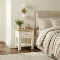 Bodkin Wooden Bedside Table With Drawer - Traditional Farmhouse Style