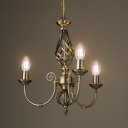 Curley 3-Light Antique Brass Traditional Twist Candle Candelabra Style Chandelier