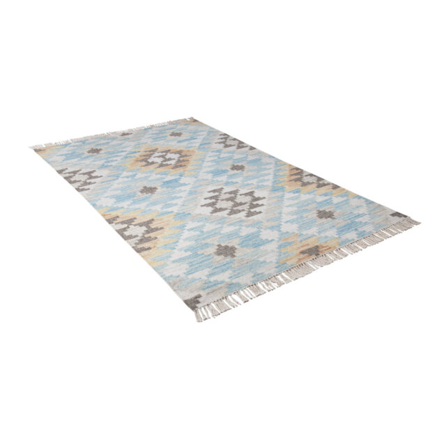 Vintage Handwoven Wool Turquoise Rug