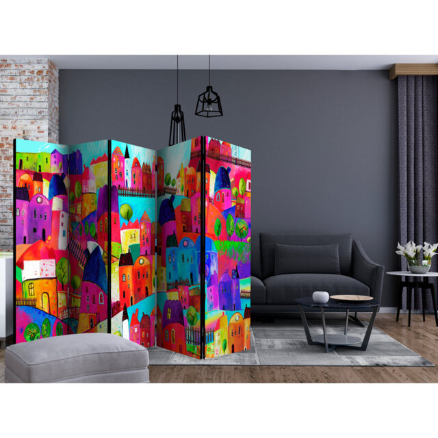 Room Divider - Rainbow-Hued Town II [Room Dividers]