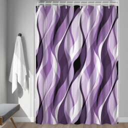 Pack of 1 Modern Abstract Black and Grey Striped Shower Curtain Set with Hooks