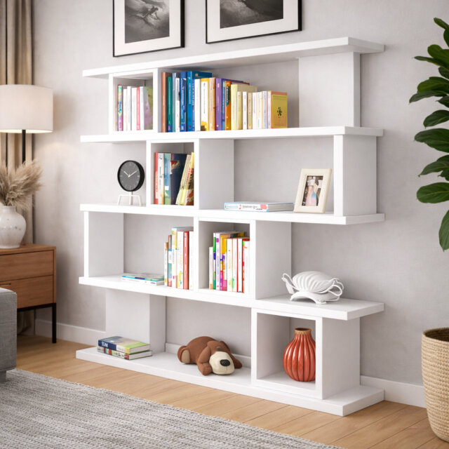 Bellaude 124.5 cm H x 88.9 cm W Stylish Bookcase with Open Shelves
