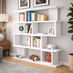 Bellaude 124.5 cm H x 88.9 cm W Stylish Bookcase with Open Shelves