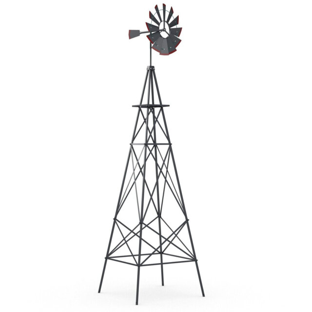253 Cm Ornamental Windmill All-Weather Metal Wind Mill Weathervane