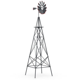 253 Cm Ornamental Windmill All-Weather Metal Wind Mill Weathervane