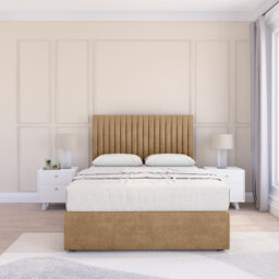"5FT Manhattan Divan Bed Base - Dumfries Latte ,2 Drawers & 54"" Floor Standing Headboard - King"