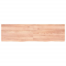 Wall Shelf Light Brown Solid Oak Wood, Treated, 180X40x(2-4) Cm - Modern Floating Shelf For Home & Office Storage