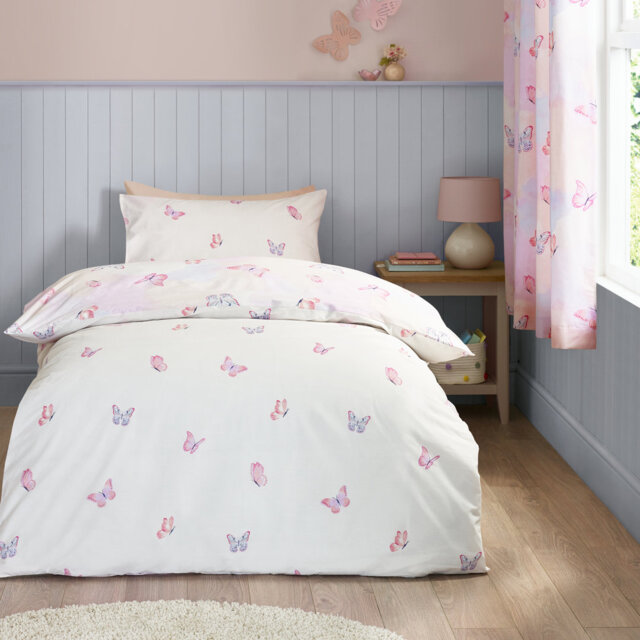 Ombre Butterflies Reversible Duvet Cover Set