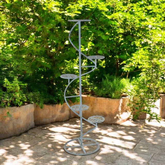 Blue Metal 5 Tier Plant Stand