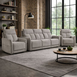 Almita Fabric Upholstered Power Recliner 3 + 1 + 1 Sofa Set with USB Charging