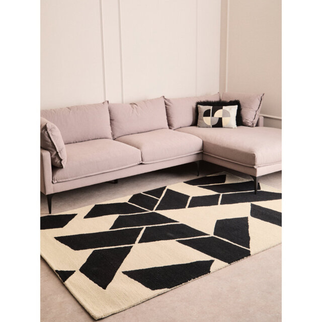 Bosie Milana Large Black and White Geometric Rug