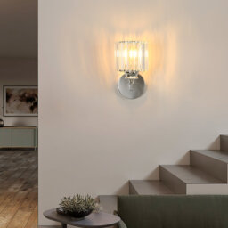Modern Chrome 24cm Crystal Cylinder Wall Light