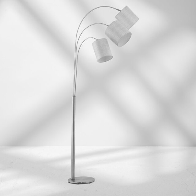 Aciel 178Cm 3-light Silver Arched/Arc Floor Lamp