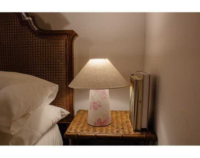 Pink Flora Large Fabric Table Lamp - Large Floral Shade for Master Bedroom & Sitting Room