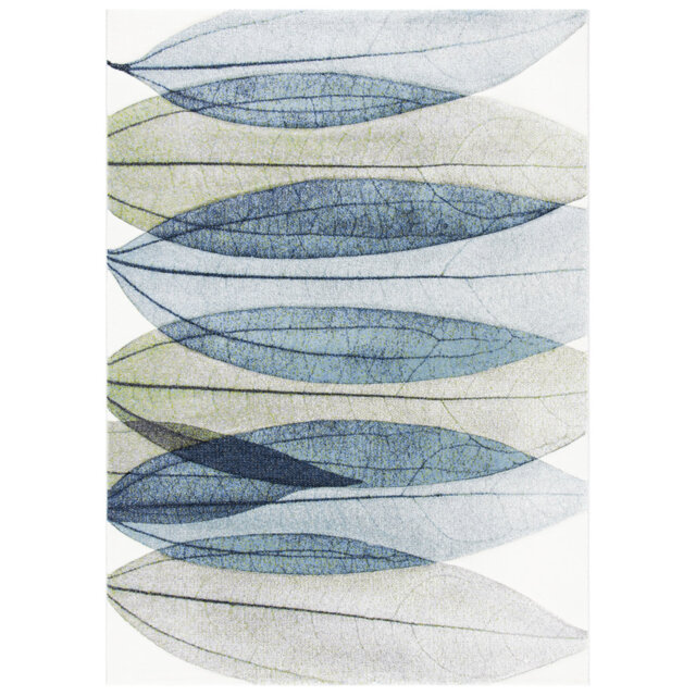 Hollywood Power Loomed Area Rug In Ivory / Blue Green