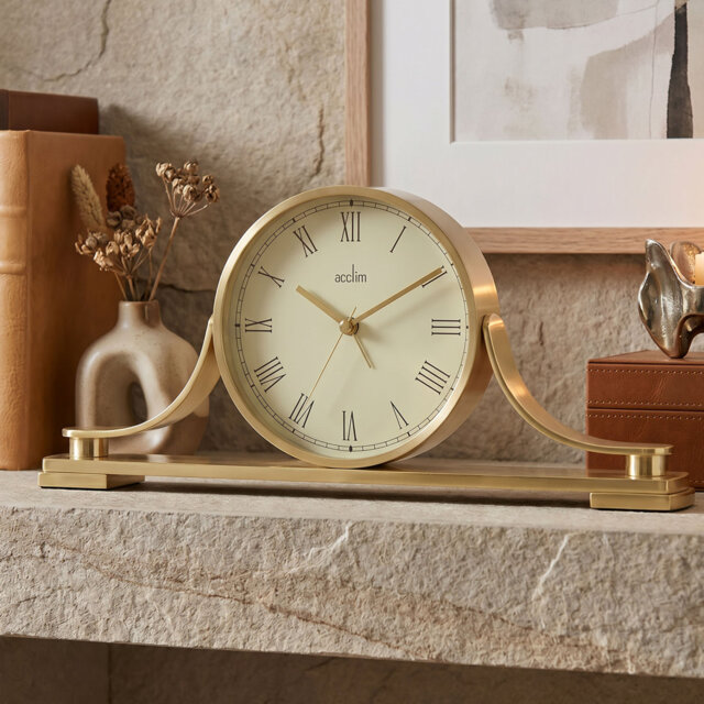 Acctim Wardley Mantel Clock Quartz Brass Napoleon Case Energy Efficient Movement Brass Effect