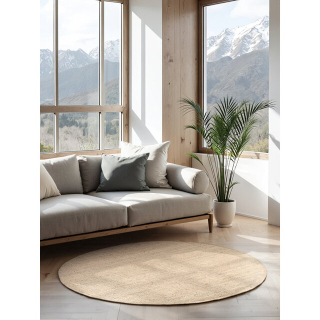 Jaipur Jute Rug Round by Hanse Home – Natural Living Room Rug Handwoven Boho Natural Fiber Living Room, Bedroom