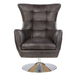 Cantillo Swivel Genuine Leather Wingback Chair