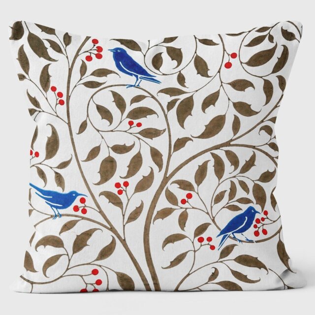 Birds in a Holly Tree - William Morris Cushion