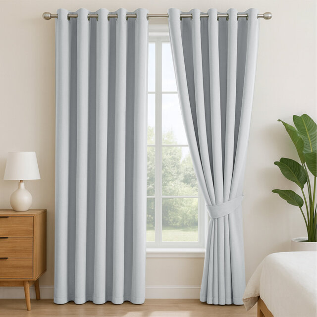 100% Linen Blackout Curtains - Thermal Insulated Eyelet Grommet Room Darkening Luxury Window Panels