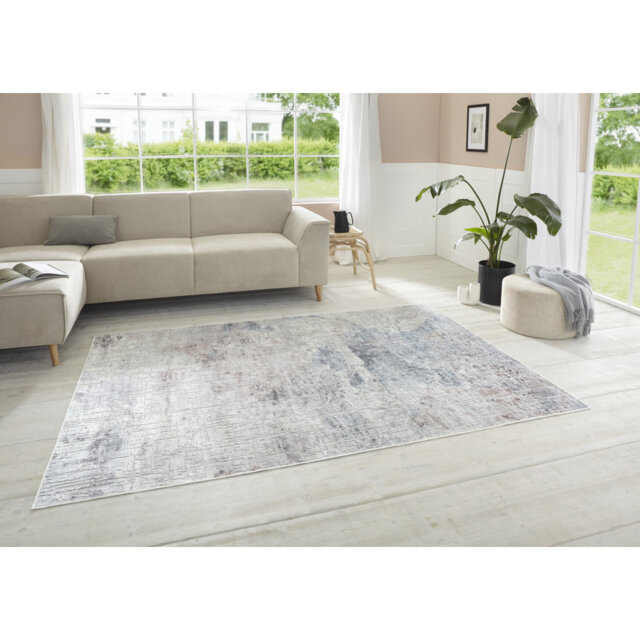 Chameis Short Pile Design Grey/Pink/Blue Rug
