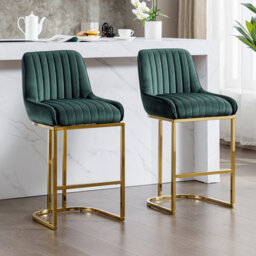 Besik Modern Bar Chairs Velvet Bar Stools Upholstered Counter Stools Set with Metal Frame for Kitchen,Dining Room