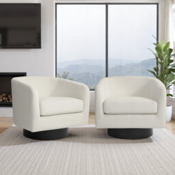 Velvet Upholstered Swivel Barrel Chair