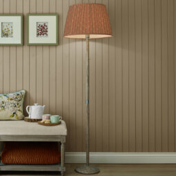 Solensis Grey Floor Lamp & Raja Pleated Tapered Terracotta Shade
