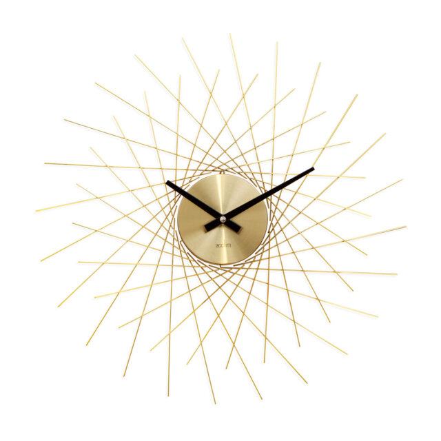 Acctim Large Wall Clock Quartz Spoke Geometric Spun Metal 50cm