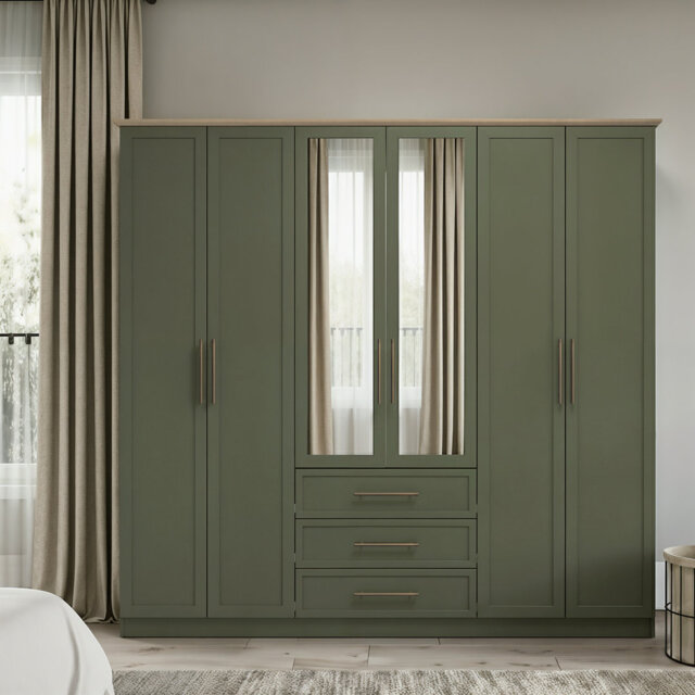 Cleverton 6 Door 3 Drawer Wardrobe with Mirror