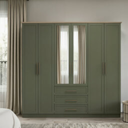 Cleverton 6 Door 3 Drawer Wardrobe with Mirror
