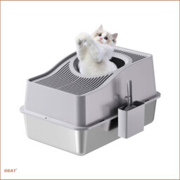 Stainless Steel Fully Enclosed Cat Litter Box With Hollow Lid And Heightened Lid To Prevent Splashing And Carry-Out, Top-Entry Deodorizing Cat Toilet