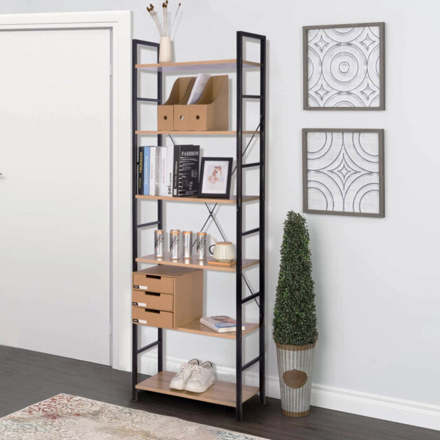 Terresa 180cm H x 60cm W Steel Open Shelf Bookcase