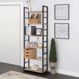 Terresa 180cm H x 60cm W Steel Open Shelf Bookcase