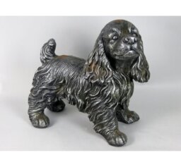 Standing Gray Rustic Spaniel Garden Ornament