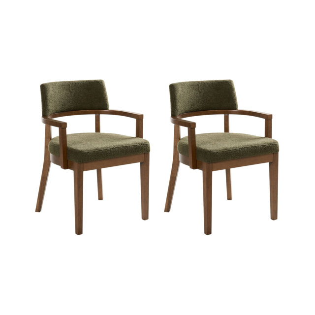Set of 2 Dining Chairs DALBO Boucle Dark Brown/ Taupe