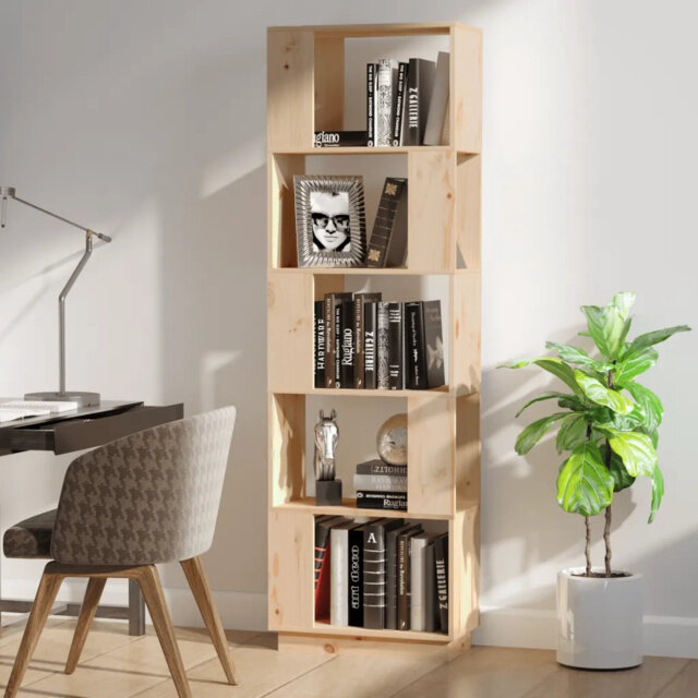 Glennisha 163.5cm H x 51cm W Solid Wood Geometric Bookcase