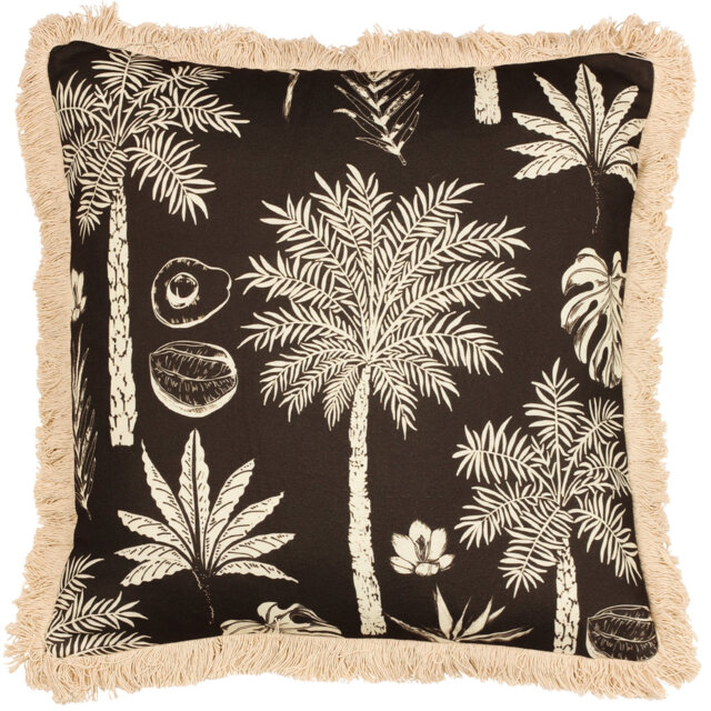 Colonial Palm Feathers Floral Square Scatter Cushion Cushion With Filling