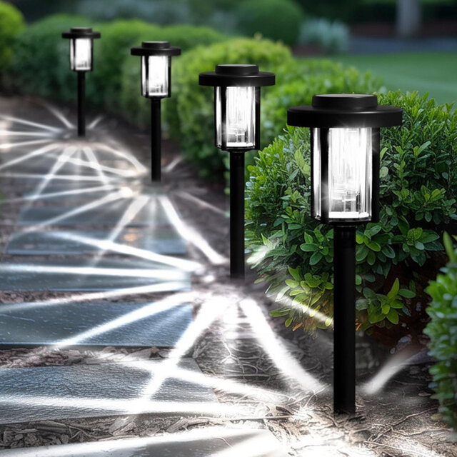 Solpex Solar Lights Outdoor, 4 Pack LED Garden Pathway Lights, Waterproof Solar Powered for Garden, Patio, Landscape, Walkway, Cold White