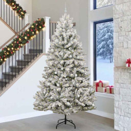 Artificial Christmas Tree Green and White PVC and Metal