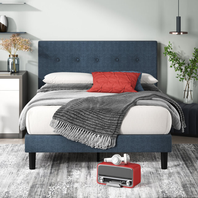 Eleonora Upholstered Bed Frame with Button-Tufted Headboard