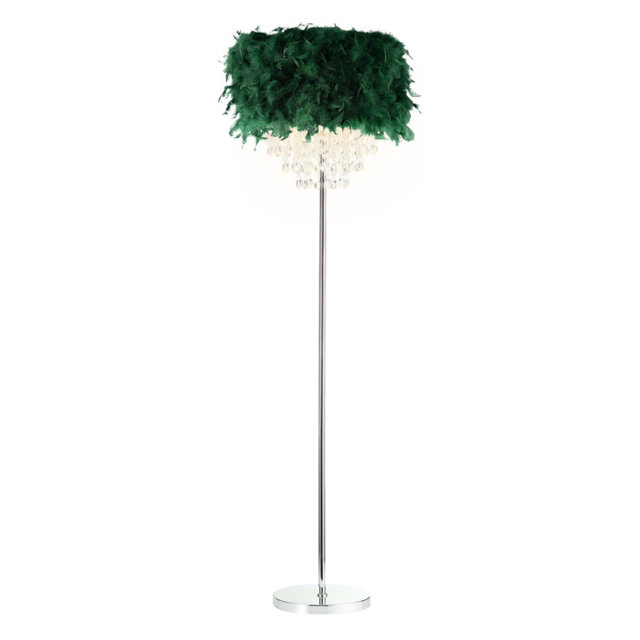 Modern Chandelier Style Feather Floor Lamp With Waterfall Drops By