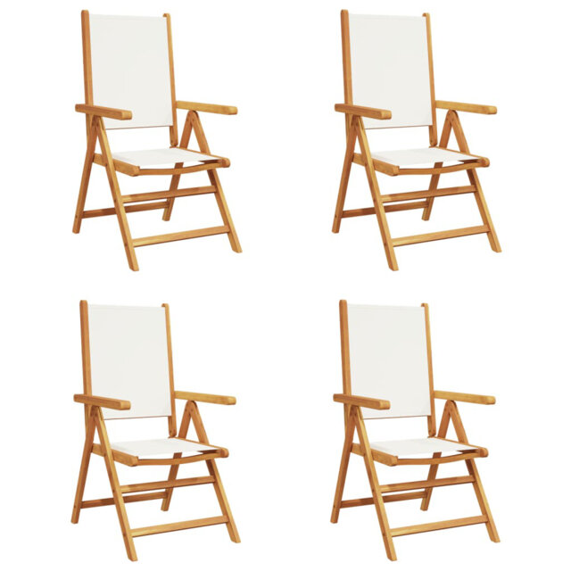 Vidaxl adjustable garden chairs in cream white fabric and solid wood