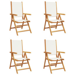 Vidaxl adjustable garden chairs in cream white fabric and solid wood