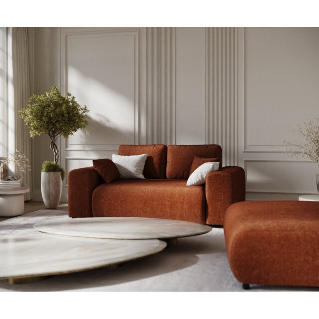 Two-seater square arms loveseat sofa