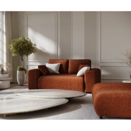 Two-seater square arms loveseat sofa