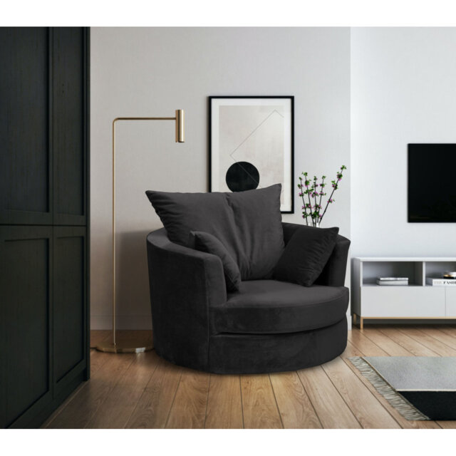 Curwood Upholstered Swivel Barrel Chair