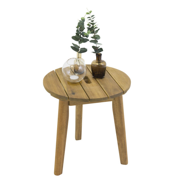 Arles Round Acacia Outdoor Side Table , 40cm cm W 40cm cm D