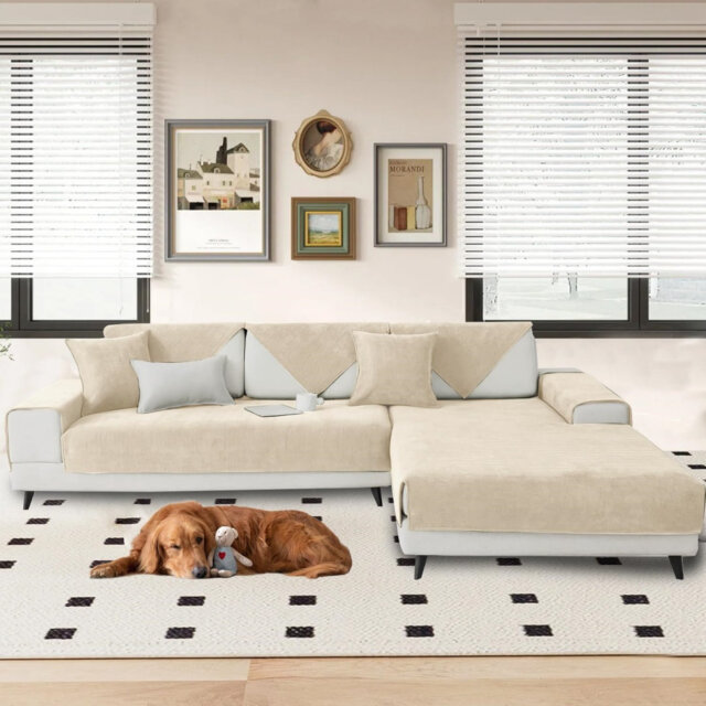 Chenille Furniture Protector Sofa Cover, Beige, 70 X 210Cm